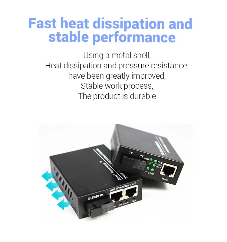 Packet Forwarding Rate 4.32 Mpps Media Converter for 10/100M Single Fiber Network