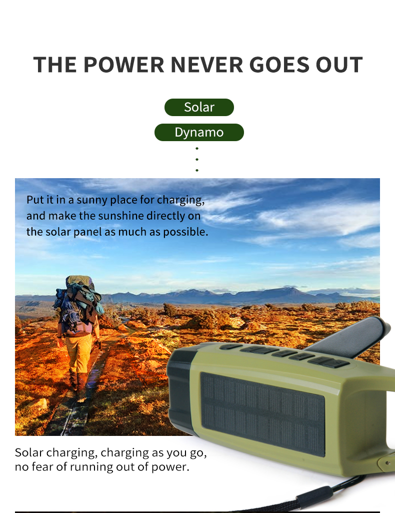 Rechargeable Waterproof Emergency Radio Short Wave Solar Powered
