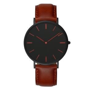 China Professional Dark Brown Mens Wrist Watch Leather Straps Japanese Quartz wholesale