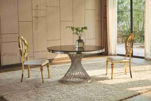 China Pretty Waist Base Small Round Dining Table For 4 Family Furniture wholesale