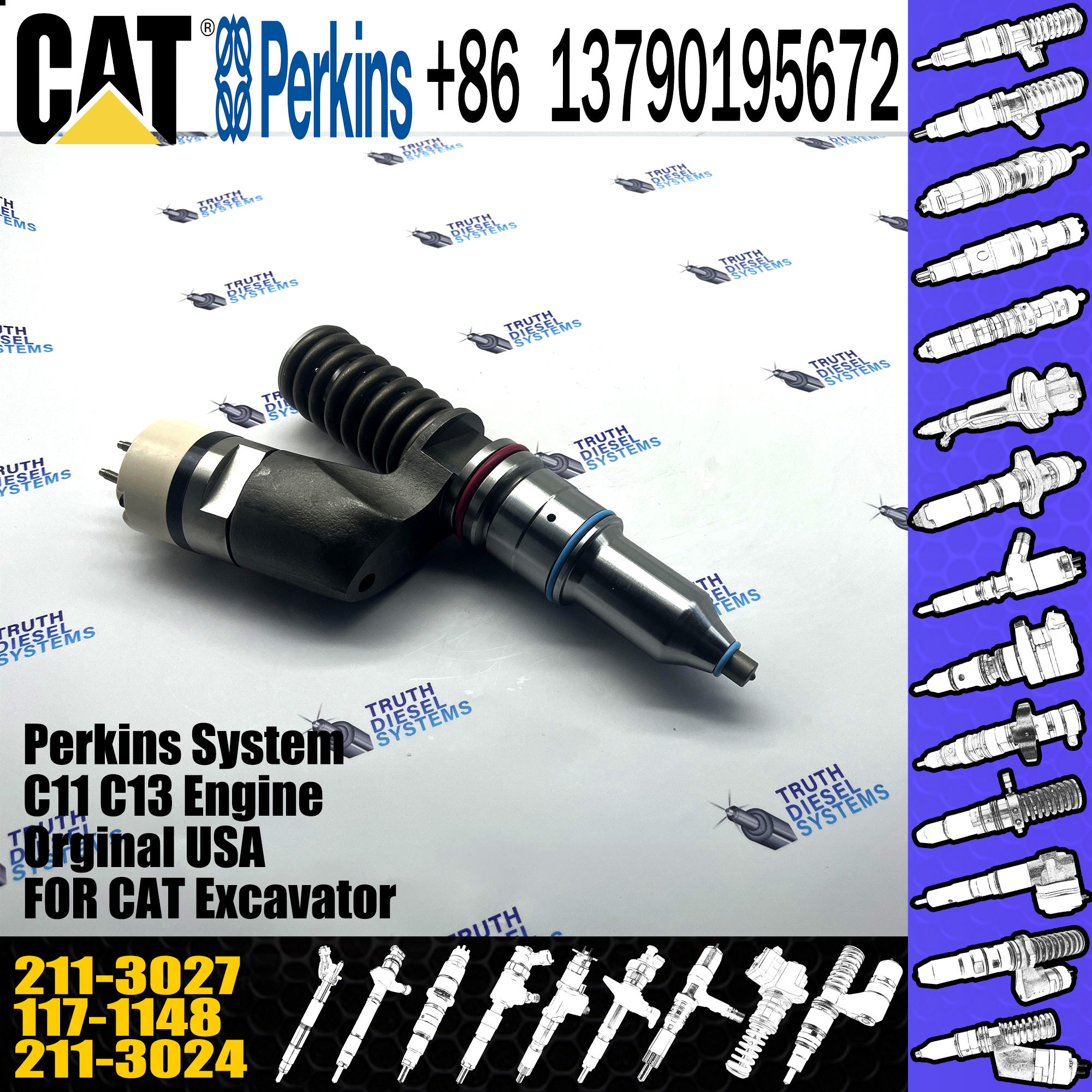 3406E C15 Engine Parts Fuel Injector 117-1148 1171148 102-6230 117-1146 18-9035 152-3680 191-3004 211-3024 211-3027
