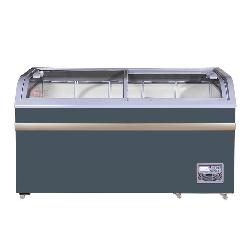 Commercial supermarket deep chest glass top freezer fish display fridge frozen food display freezer