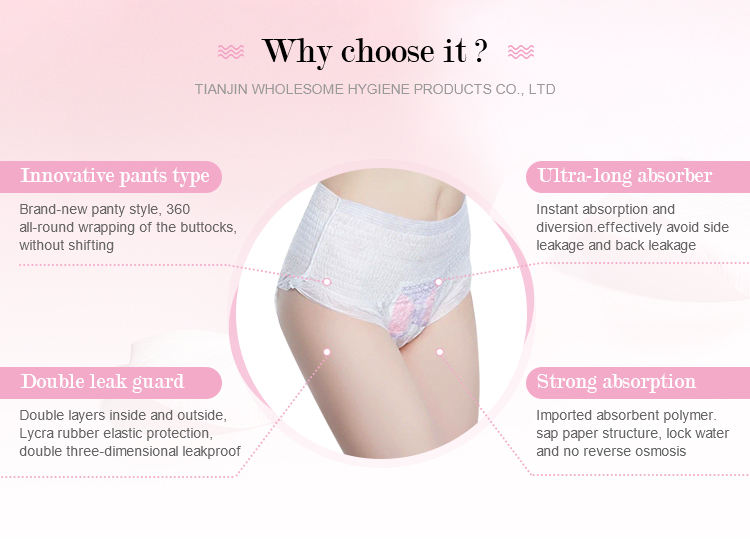 Breathable Function S.M.L Size Disposable High Absorbency Period Pants for Women