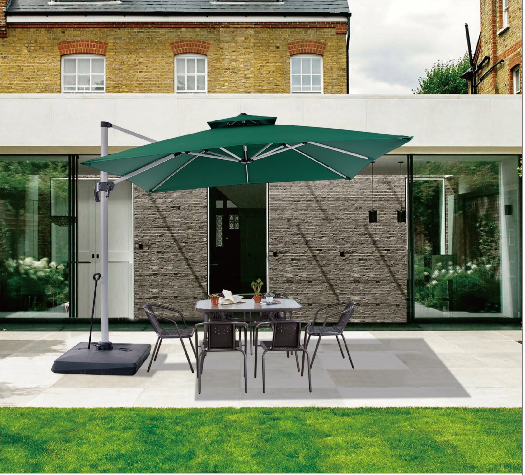 ODM OEM Big Size Square Patio Umbrella Large Solar Umbrella Outdoors Hotel Garden Sunshades Beach Led