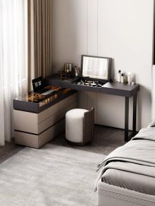 China Custom Upholstered Dark Wood Dressing Table Bedroom Makeup Vanity wholesale