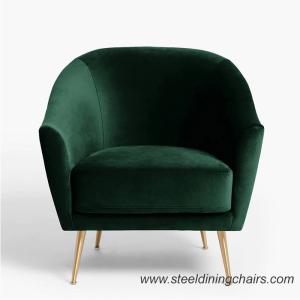 China Green Velvet Upholstered Leisure Stainless Steel Leg 1 Seater Sofa wholesale