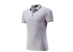 Short Sleeve Cotton Polo Shirts for Men Ribbed Contrast Cuffs Classical Grey