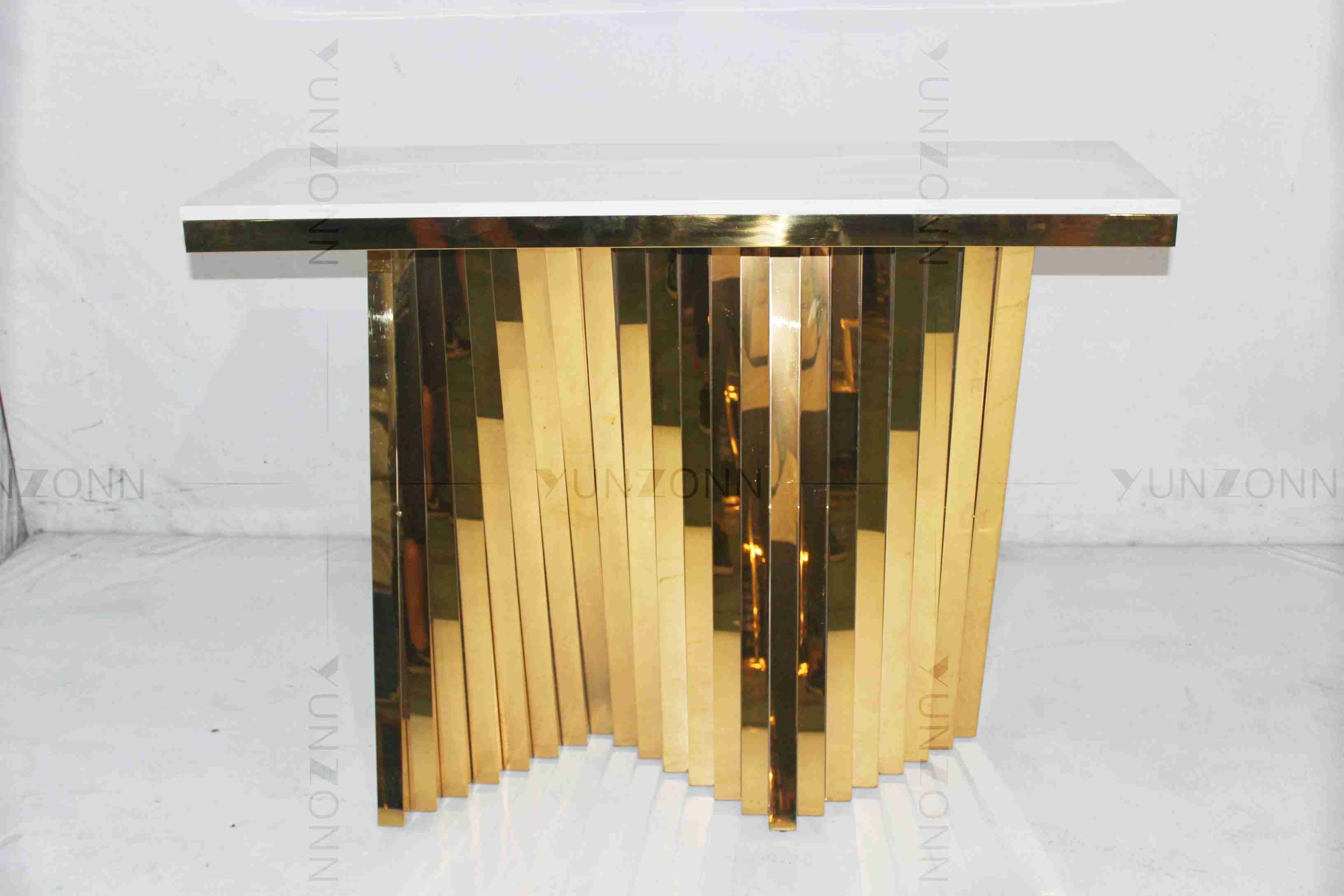 Hollow Out Pattern Marble Gold Plated Side Table Carving Design Storage Cabinets