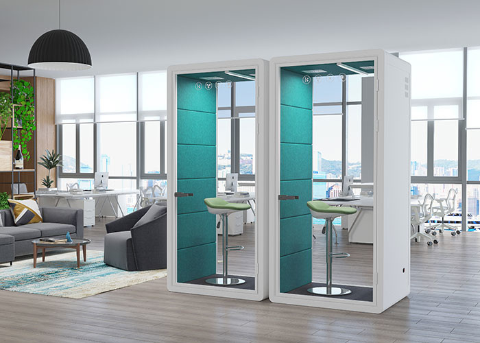 Safe Silent Office Phone Booths Easy Assemble Sound Proof Glass Cabin