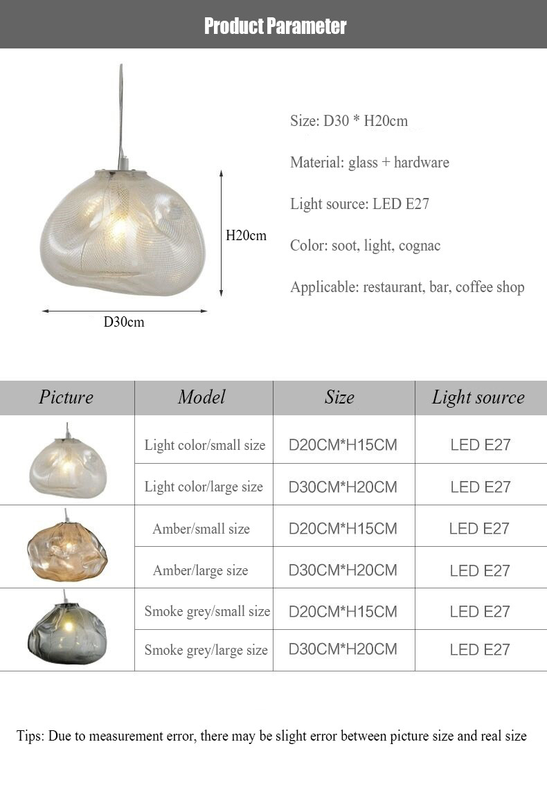 Design Smoky Grey Glass Pendant Light Art Restaurant Living Room 73 Random Pendant Light(WH-GP-150)