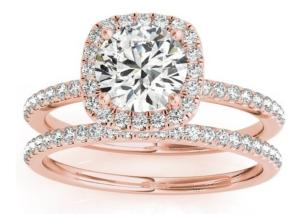 China Prong Square Diamond Rose Gold Ring , 0.35CT Hidden Halo Engagement Ring ODM wholesale