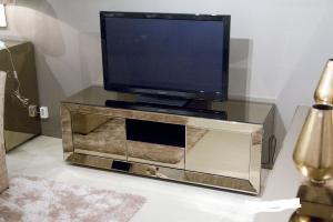 China Popular Hotel Mirrored Glass TV Cabinet , Black Mirrored Corner TV Cabinet wholesale
