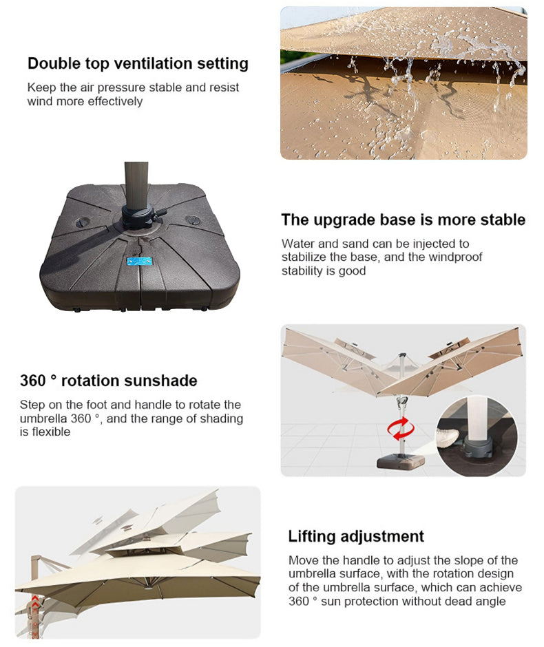 360 Degree Rotating Offset Patio Umbrella with LED Light Your Garden's Ideal Choice