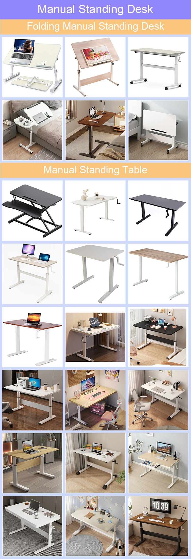 Custom Desktop Color Manual Height Adjustable Computer Gaming Desk for Living Room