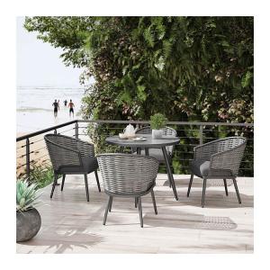 China Specific AJUNION Wicker Rattan Outdoor Dining Set Aluminum Frame Round Table 4 Seating wholesale