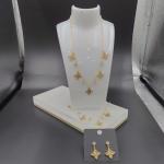 Newest Gold Color Stainless Steel Earring ,Necklace , Bracelet Sets with stone