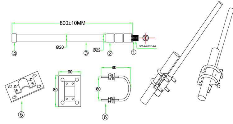 868MHz 915MHz Fiberglass Omni Antenna High Gain 6dBi Lora Antennas