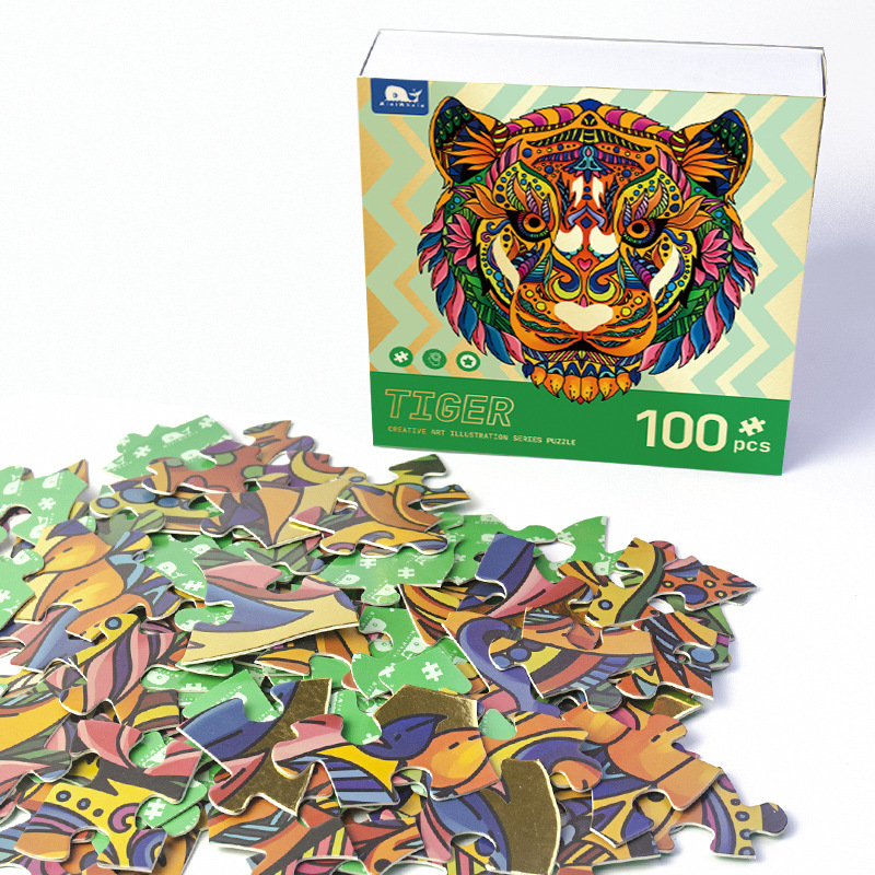 Paper Material 100 Piece Irregular Jigsaw Floor Puzzle Toy for Children's Education