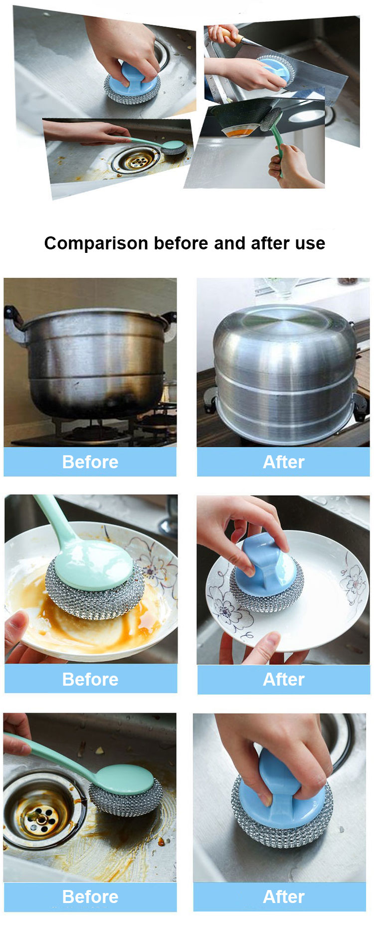 Sturdy Stainless Steel Wire Ball Round High Durability Stainless Steel Scourers