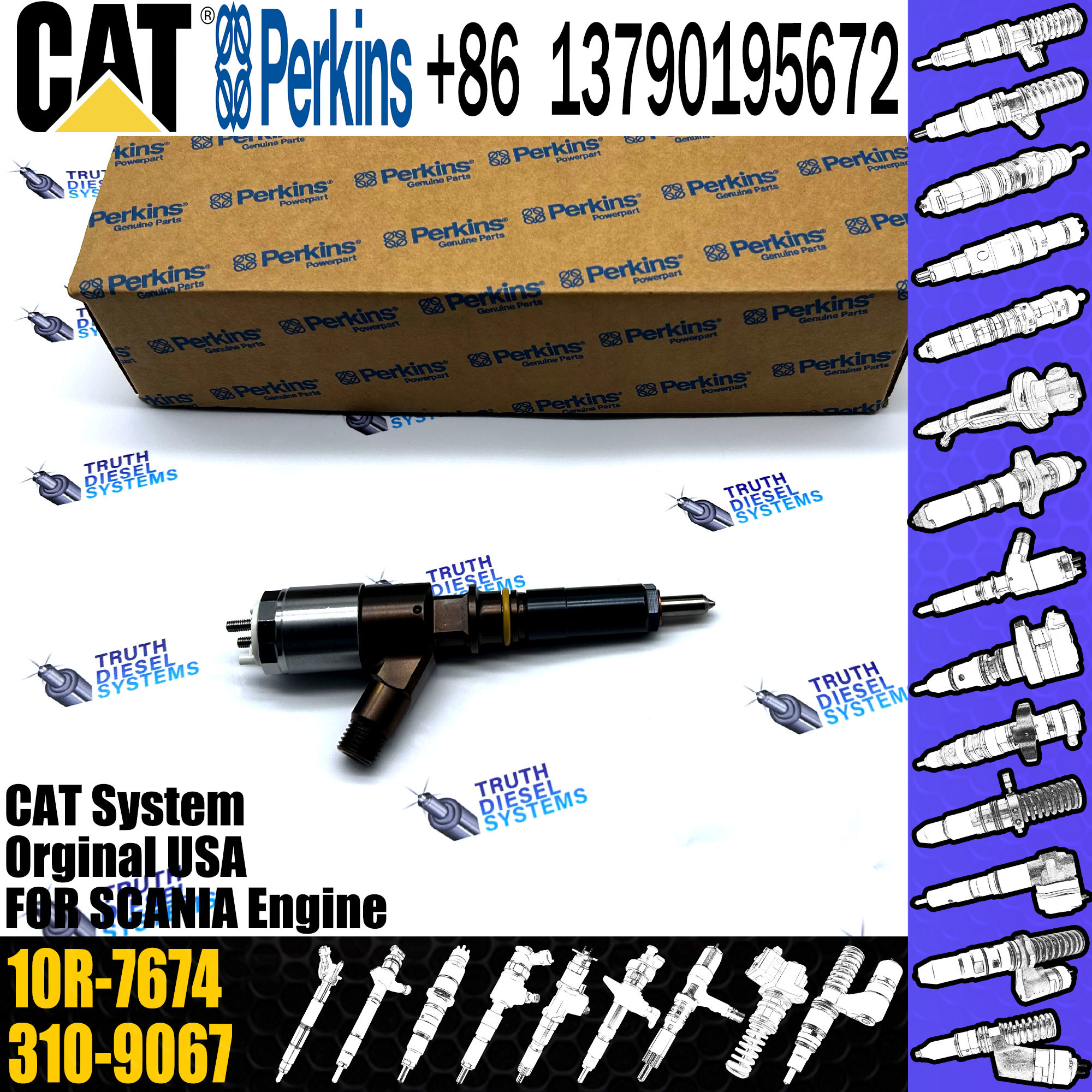 Cat C6.6 Engine Diesel inyector Common Rail Fuel Injector 320-0655 10R-7674 2645A751 for Caterpillar Excavator 320d