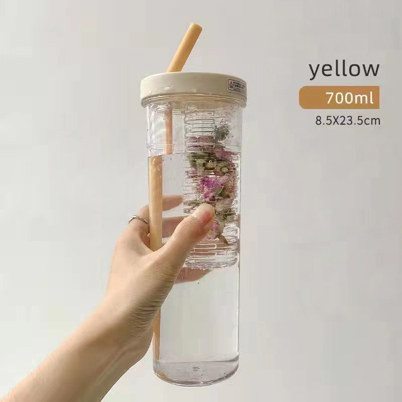 Portable Personalized Clear Custom Printed Plastic Water Bottles 600ml BPA Free Water Bottle With Straw Leak Proof For Kids Daily Use 17.5*7.5cm140g