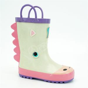 China Kids Cute Rubber 3D Pink Unicorn Printed Rain Boots Skid Resistant wholesale