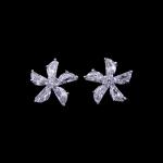 Heart Shape Silver Cubic Zirconia Earrings Plated Simple Rhodium Jewelry For
