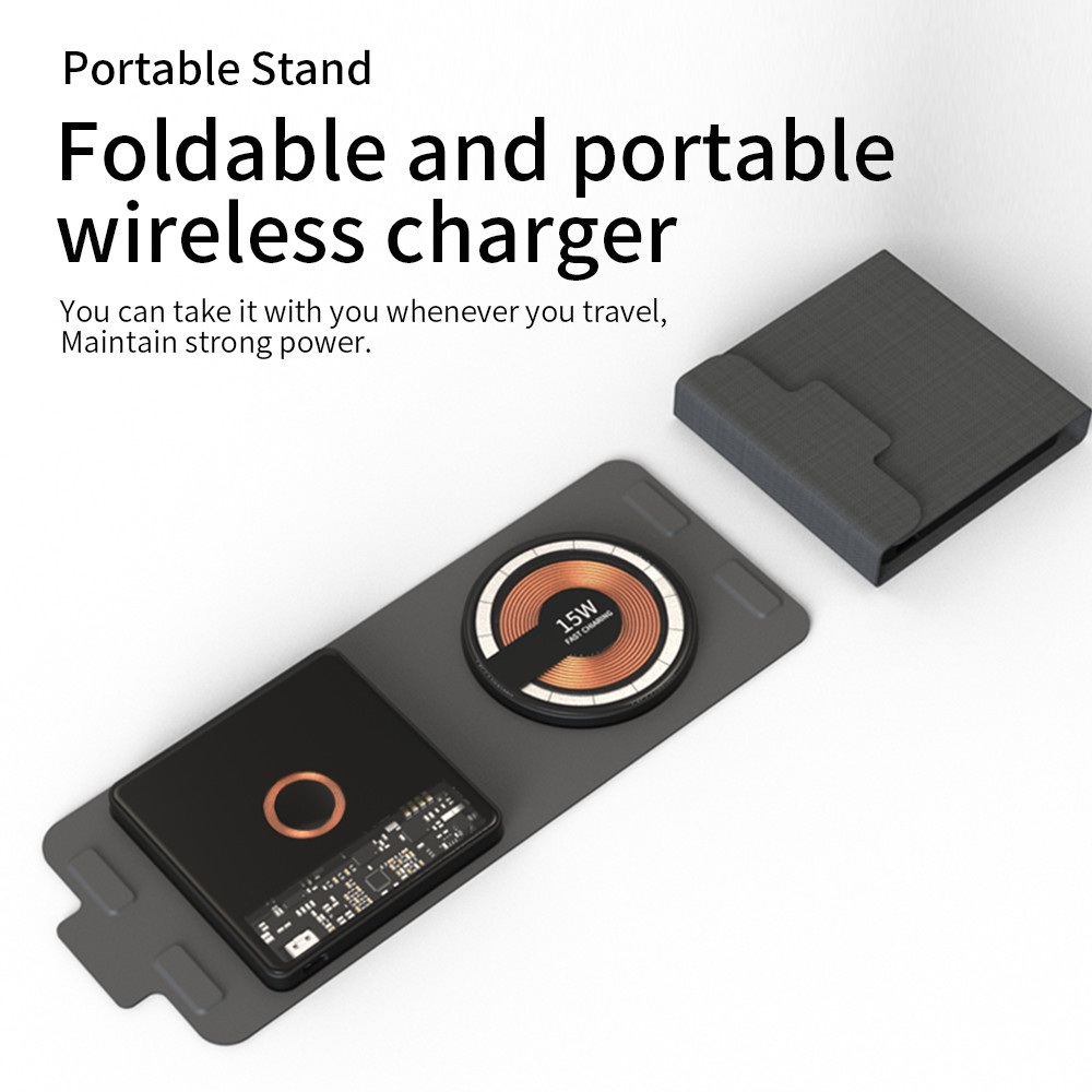 2023 Transparent Foldable 15W 7.5W Wireless Charger Dock 2 In 1 Qi Wireless Charger For Aplpe Watch