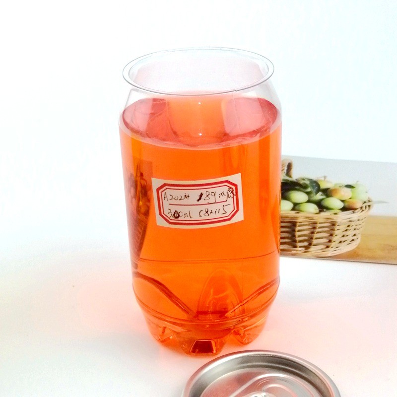 300ml 10oz PET Clear Soda Juice Plastic Beverage Jar With Silver Aluminum Lid
