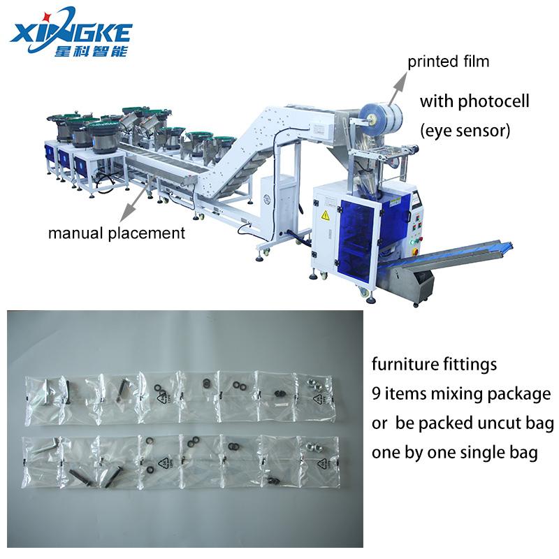 9 Vibrations Bowl Stations Screws Bolts Nuts Washers Mixing Bagging Bag Automatic Packaging Machine