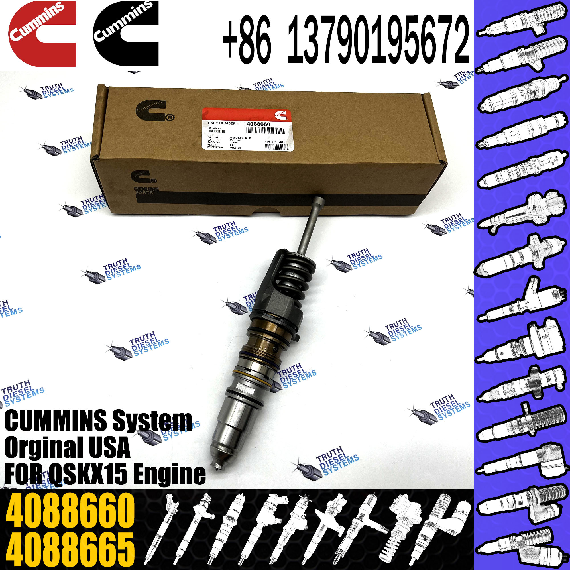QSXK15 Diesel Engine Fuel Injector 4010346 Common Rail Fuel Injector 5708275 4088652 6433966 4088723 4062569