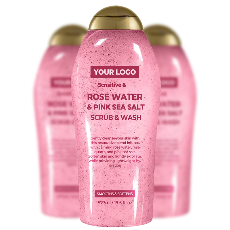 Soothing Body Scrub With Healing Rose Quartz Gentle Exfoliating Pink Sea Salt Rosewater Body Wash To Soften Smooth Skin