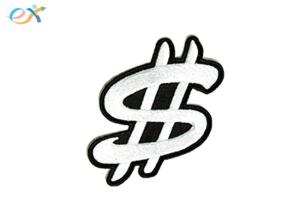 China Caps Iron On Clothing Patches , Embroidered Dollar Logo Patch Customized wholesale