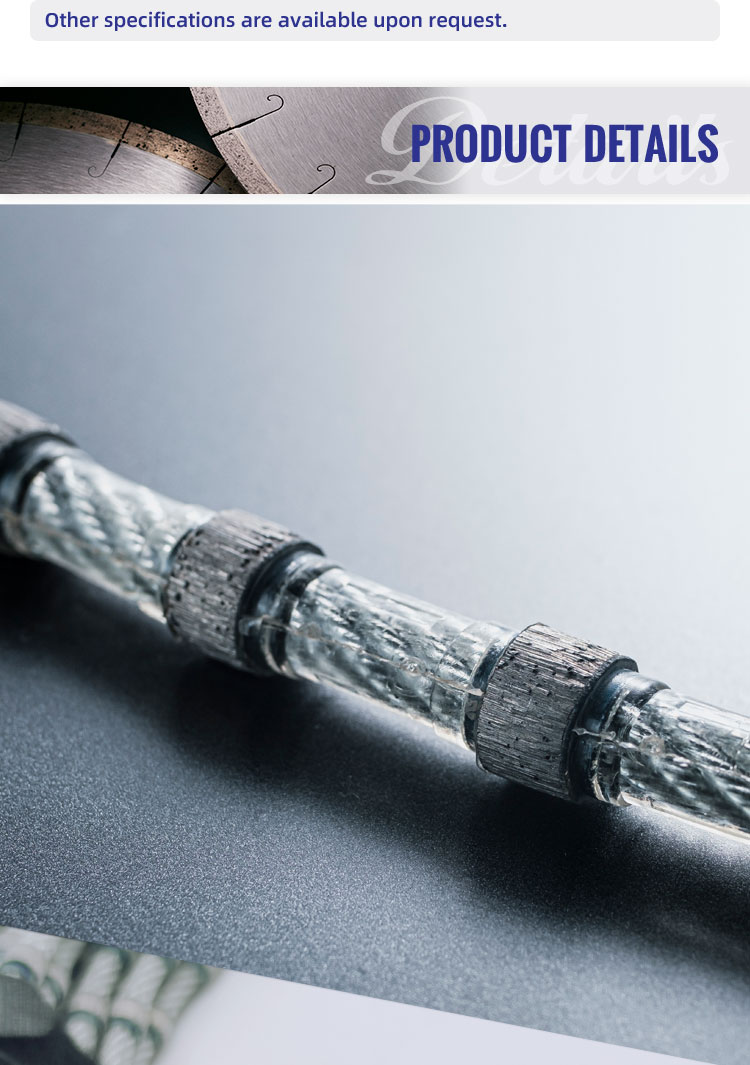 8.8mm Sintered Bead Plastic Diamond Wire Saw for High Precision Granite Block Cutting