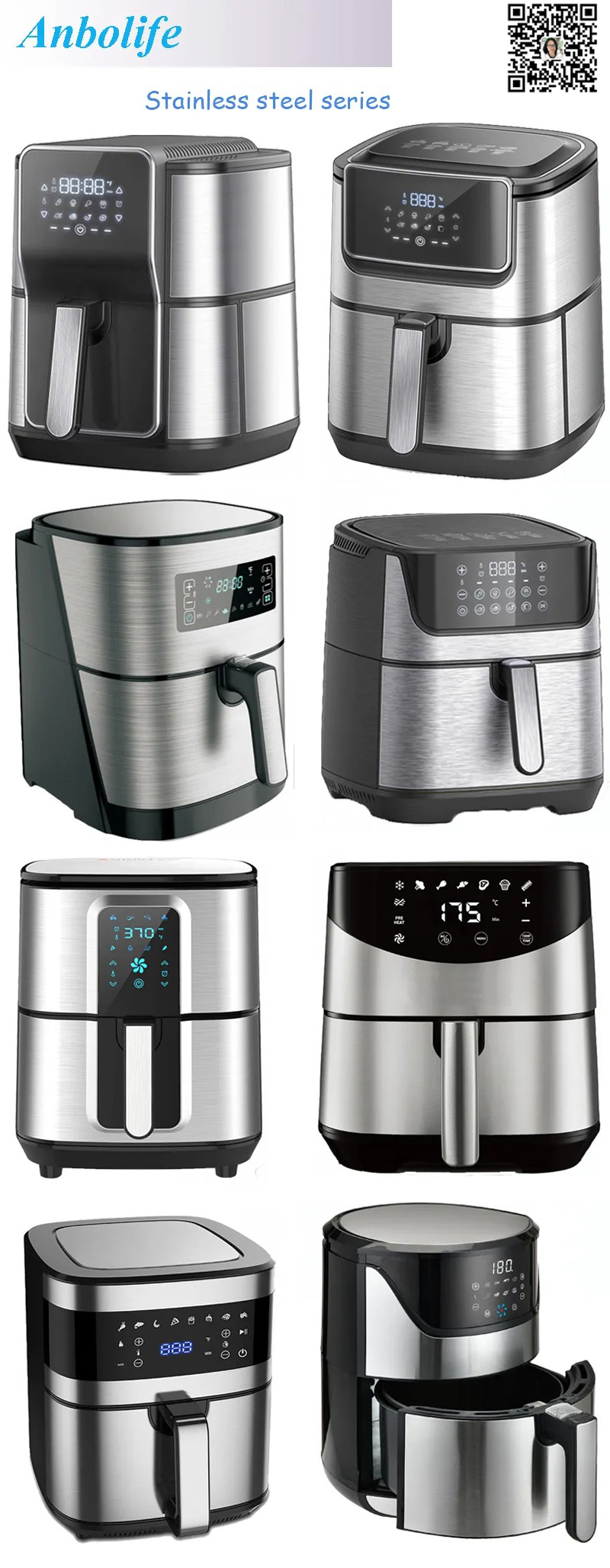 Automatic XL Air Fryers 8L 7L 6.5L 5L Big Power Healthy Oil Free Cooking Electric Deep Air Fryer