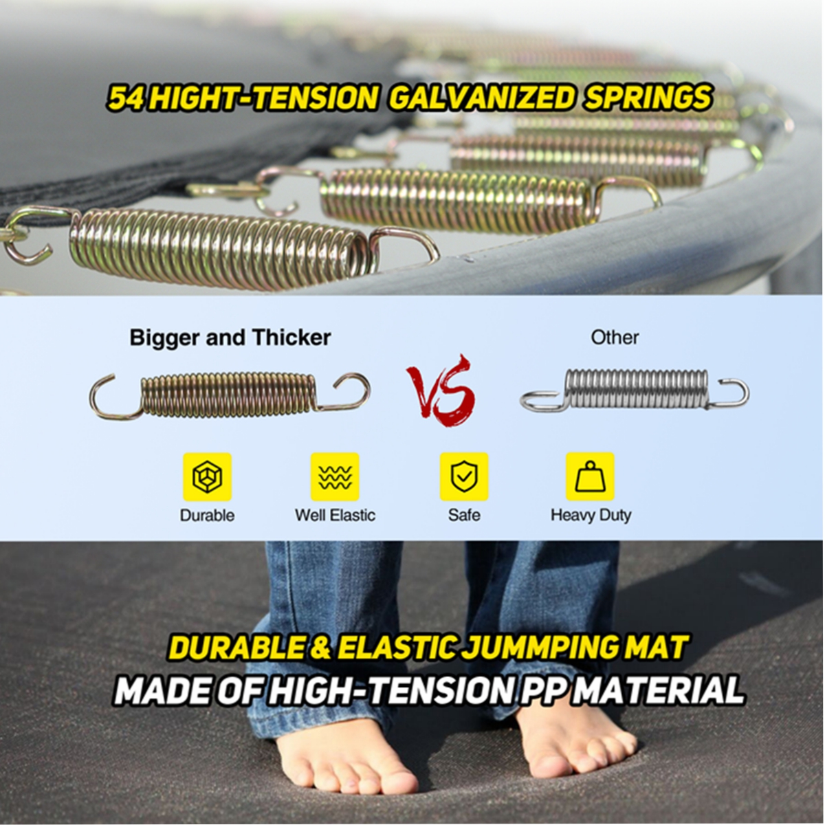 Experience the Joy of Bouncing with AJUNION 10ft Park Trampoline and Enclosure Net