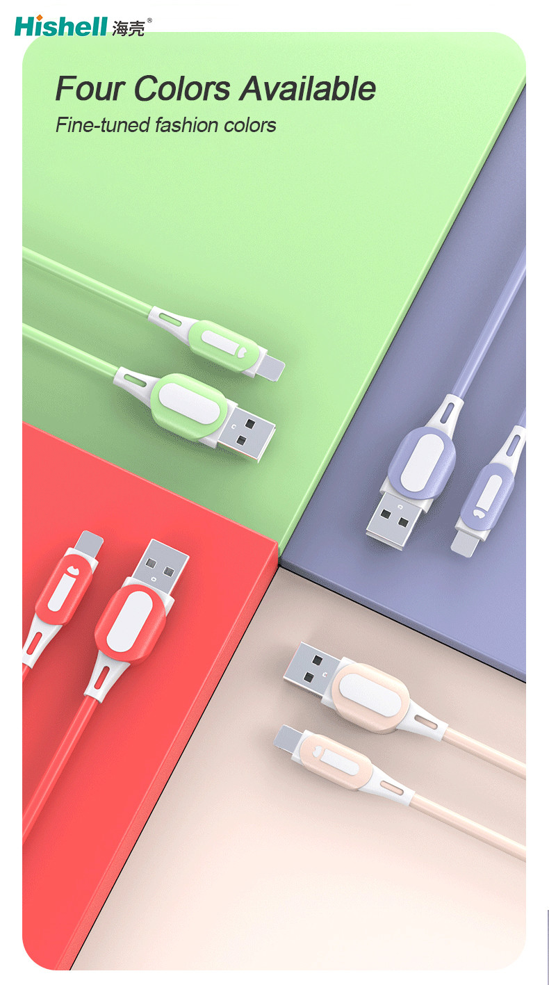 Liquid Silicone Mobile Phone Charger Wire , 2.1A Fast Charging USB Cable Type C
