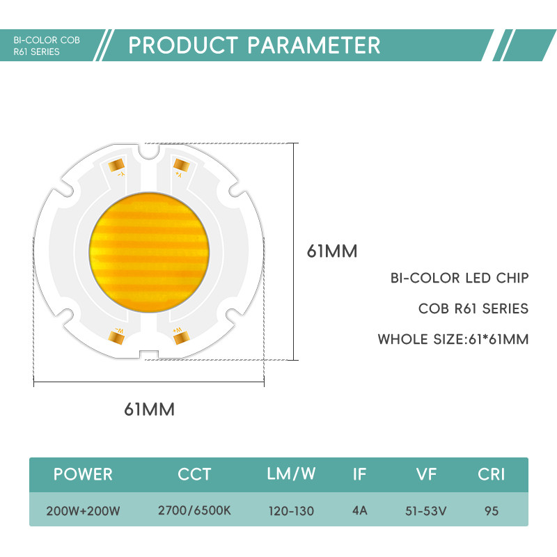 AC 51-53V 2700K-6500K Full Spectrum LED Chip 200w AC COB LED Chip