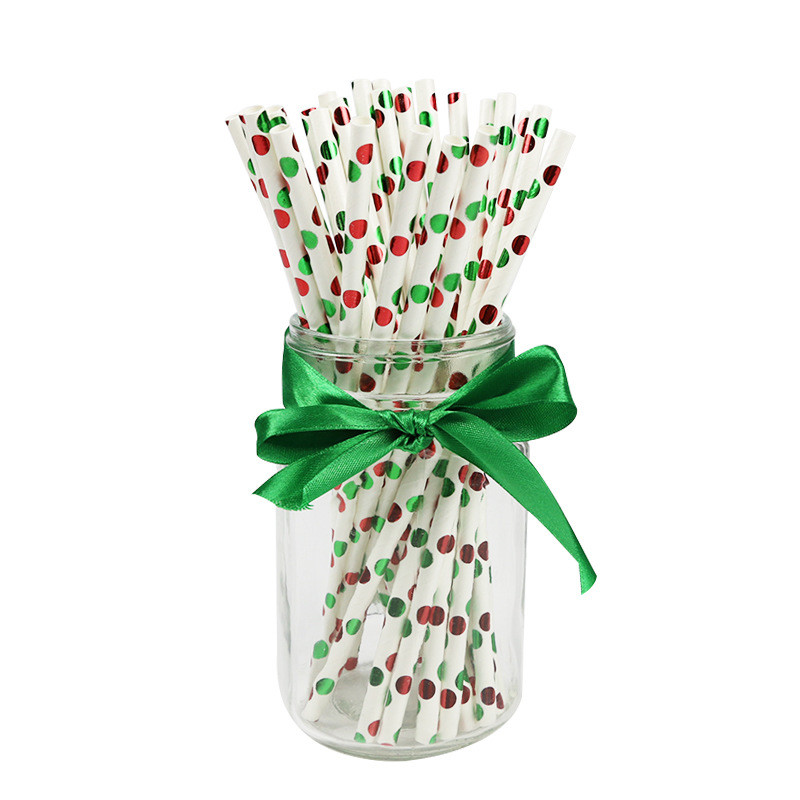 Green foil pattern FDA Certificate Biodegradable Paper Straws Food-grade Recyclable Printed Eco-friendly Paper Straws