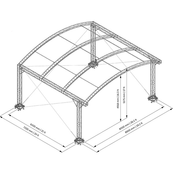 290X290mm Concert Curved Aluminum Box Event Stage Lighting Truss System