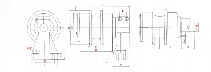 ZAX200 ZAX330 50mn Excavator Track Top Carrier Roller Components Of Undercarriag HRC53-57