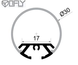 China Suspended Aluminum LED Strip Extrusions Anodized 30mm Round 270 Degree wholesale