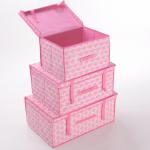 Household Clothing Non Woven Storage Boxes with Lid Large Pink Essential