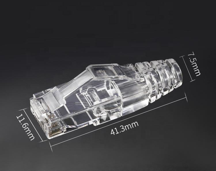 Polycarbonate Modular Plug Boot Transparent Rj45 Connector Metal Shielded