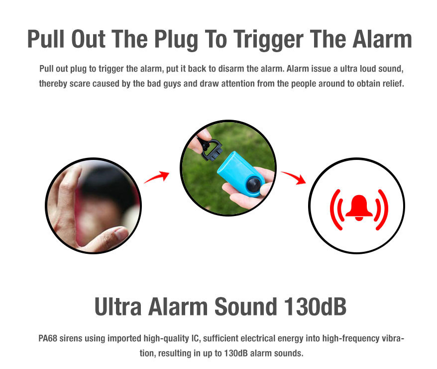 Self defense mini personal security alarm with 130DB siren for Lady