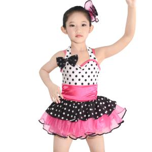 China Polka Dots Kids Dance Clothes Multicolor Ballet Spandex Dance Dress wholesale