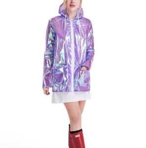 China Wholesales fashion design metallic women holographic rain coat wholesale