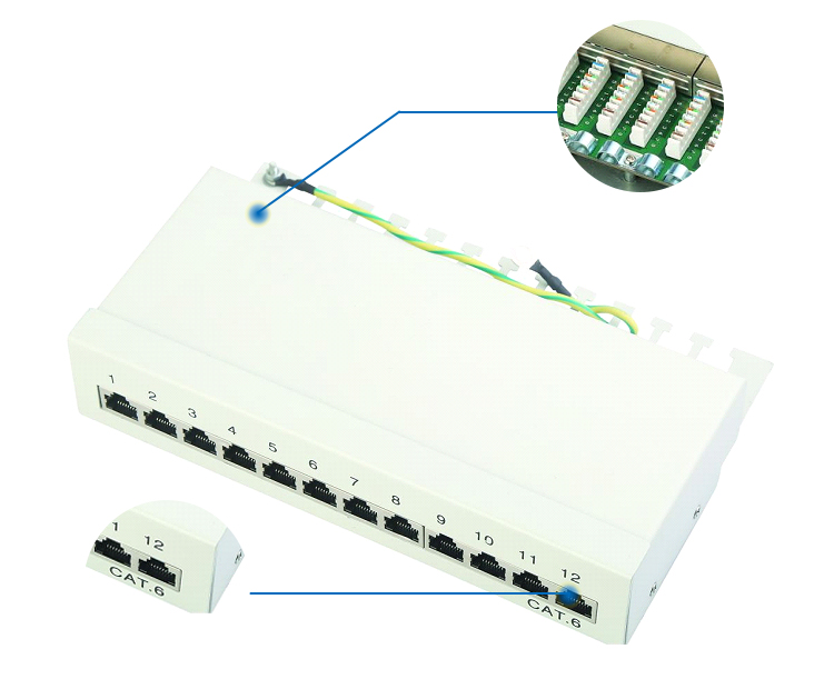 1U 19 Rack Mount Network Patch Panel Cat6 Cat5 UTP RJ45 48port With Back Bar