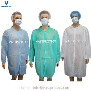 China Nonwoven Disposable White Button Closure Lab Coat S-2XL wholesale