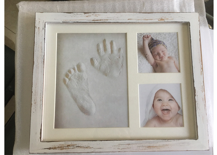 Vintage Clay Handprint Frame Kit Child / Baby Photo Frame With Air Dry Clay